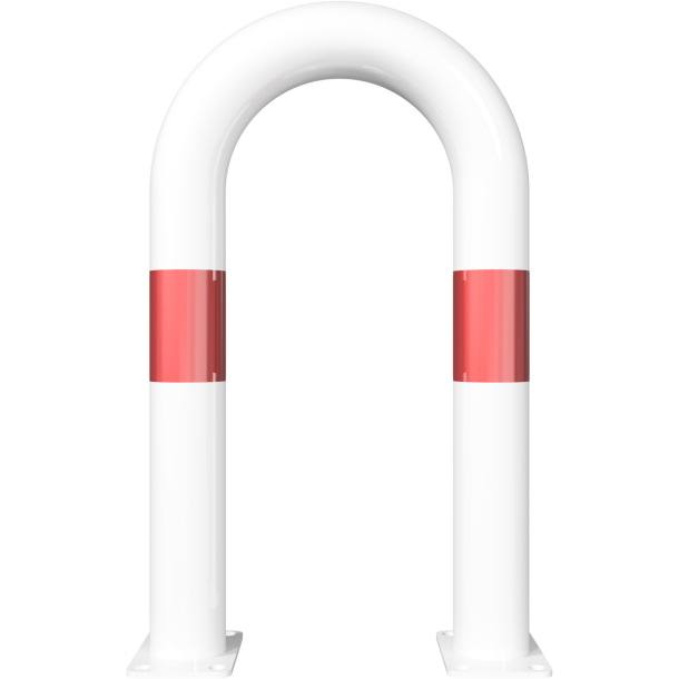 Universal hoop | of steel tube |  76 x 2,6 mm | to be fixed by plugs | total width: 400 mm | total height: 650 mm | hot-dip galvanized and white coatedwith red reflecting stripes